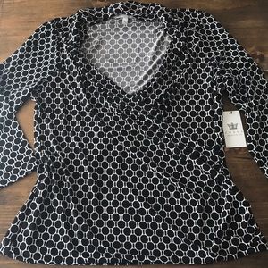 NWT Black and White cross-front shirt